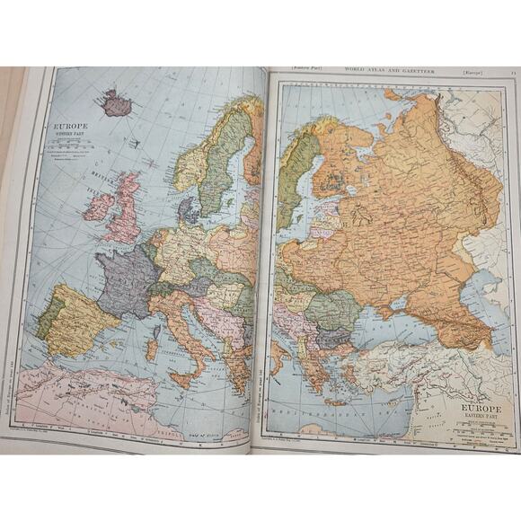 Antique 1922 Edition New World Atlas And Gazatteer P. F. Collier And Son Comapny - Picture 5 of 10